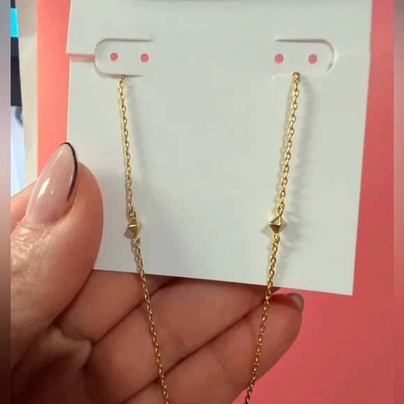 Kendra Scott Gold Necklace with blue Hexagon Pendant - Picture 3 of 5